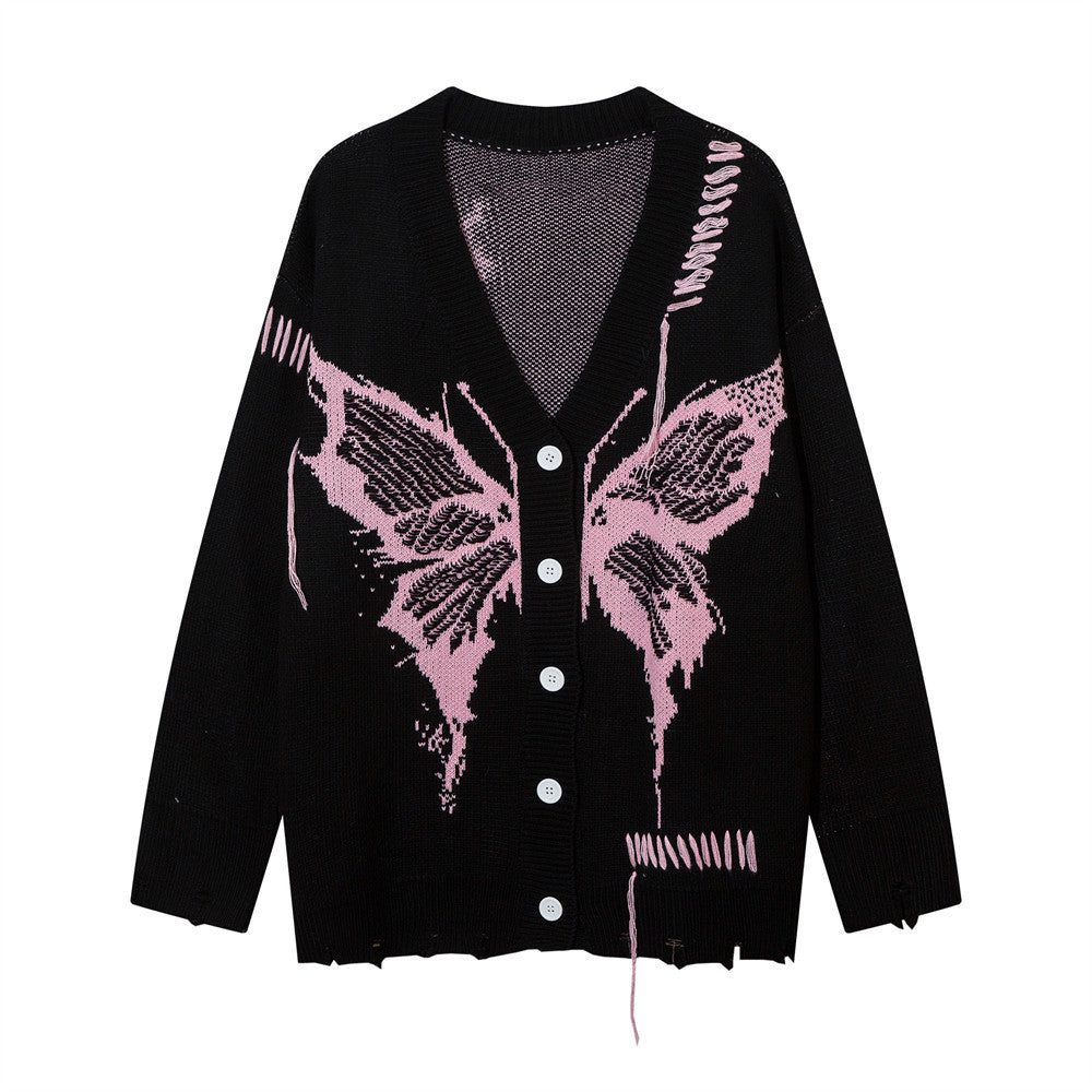 Dark High Street V-neck Sweater Coat