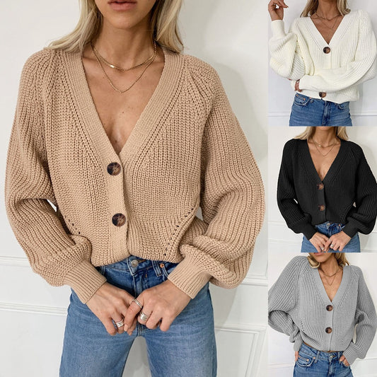 Casual Solid Color Buttons Knitwear Cardigan Sweater