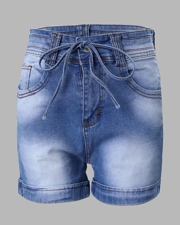Kvinder Mode Afslappede Højtaljede Skinny Denimshorts