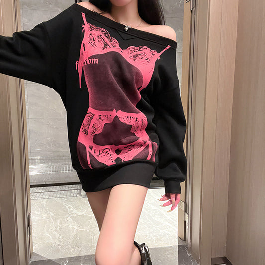 Løs Top Til Kvinder, Street Fashion, Med Print