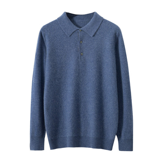 Polo Collar Men's Cashmere Shirt Collar Knitting