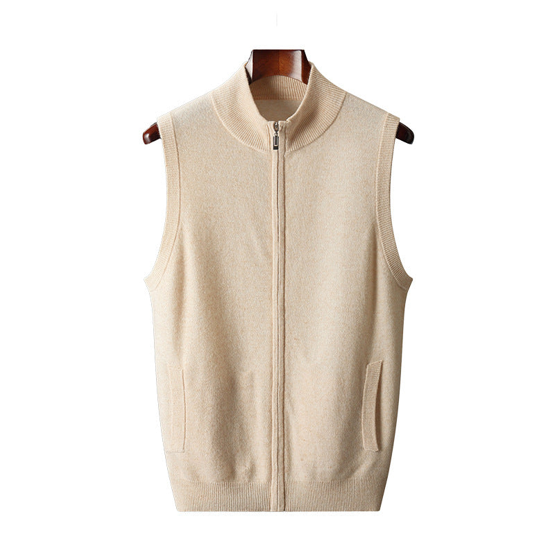 Men's Zipper Width Mock Neck Sweater Cardigan Vest