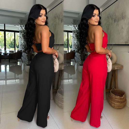 Women's Wear Sexy Bow Casual Trousers Two-piece Set New