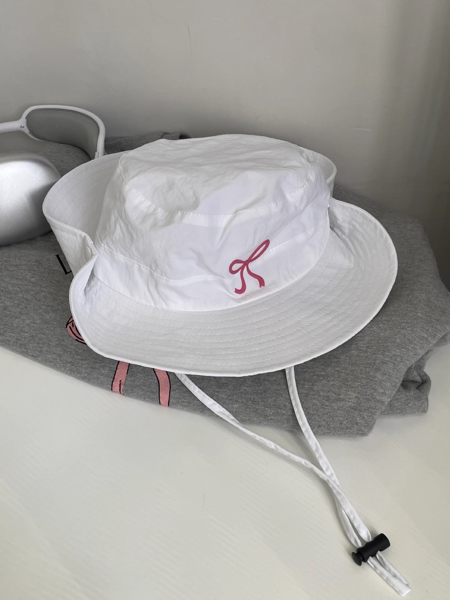 Summer New With Wind Proof Rope Thin Bucket Hat Women
