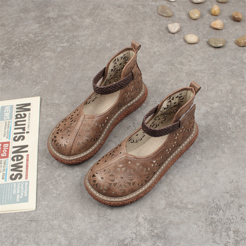 Mori Artistic Retro Platform Big Toe Hole Shoes Casual Hollow Out