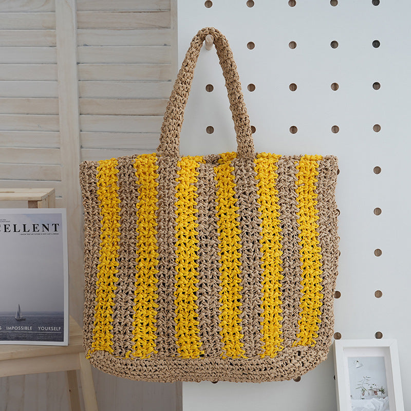 Handwoven Tote Bag With Vertical Stripes