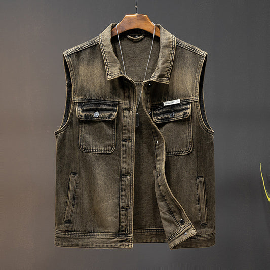 Denim Coat Men's Loose-fitting Waistcoat Workwear Tops