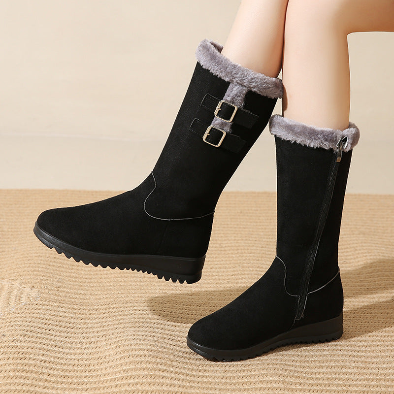 Mid-calf Fleece-lined  Extra-thick  Versatile Womens Boots For Warmth