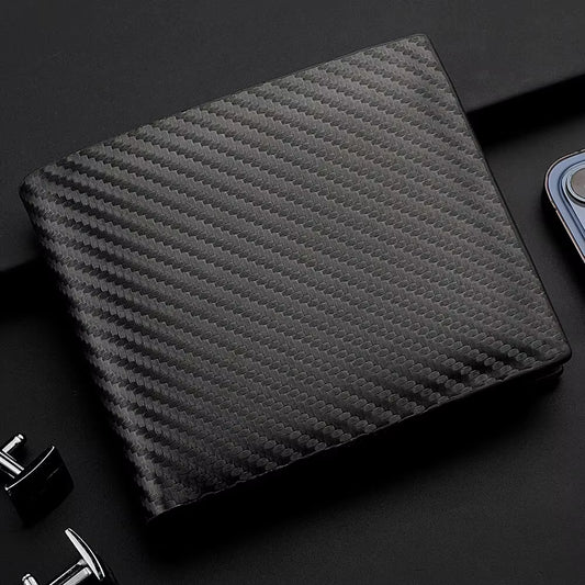 New Shot Carbon Fiber Short Wallet Men'S Card Bag Integrated Zipper Change Coin Purse Bag Holder Credit Card Holders