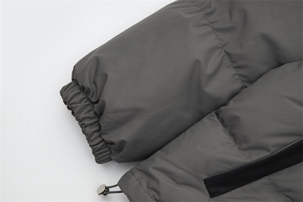 Men's Winter Loose Casual Contrast Color Stand Collar Cotton Coat Jacket