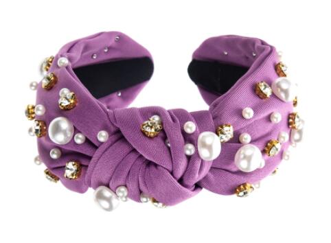 Simple Nail Pearl Knotted Headband Solid Color