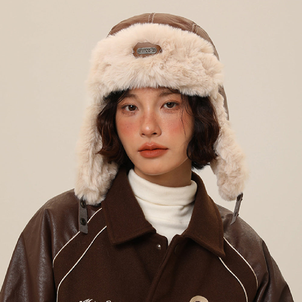 Autumn And Winter Men's And Women's Warm Vintage Leather Pilot Hat