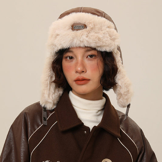 Autumn And Winter Men's And Women's Warm Vintage Leather Pilot Hat