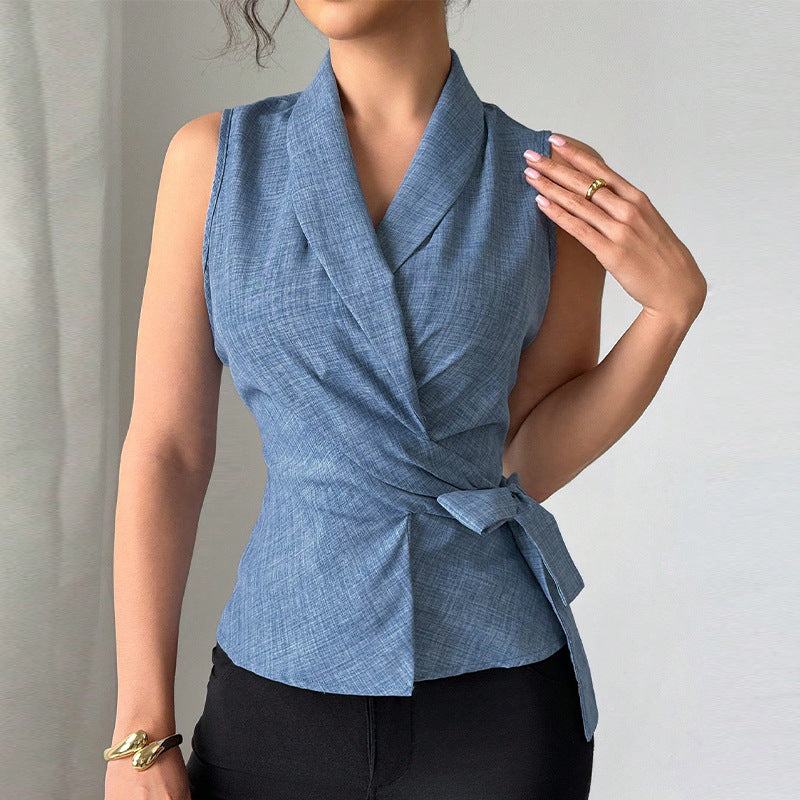 Fashionable Elegant Women's Slim Sleeveless Shirt