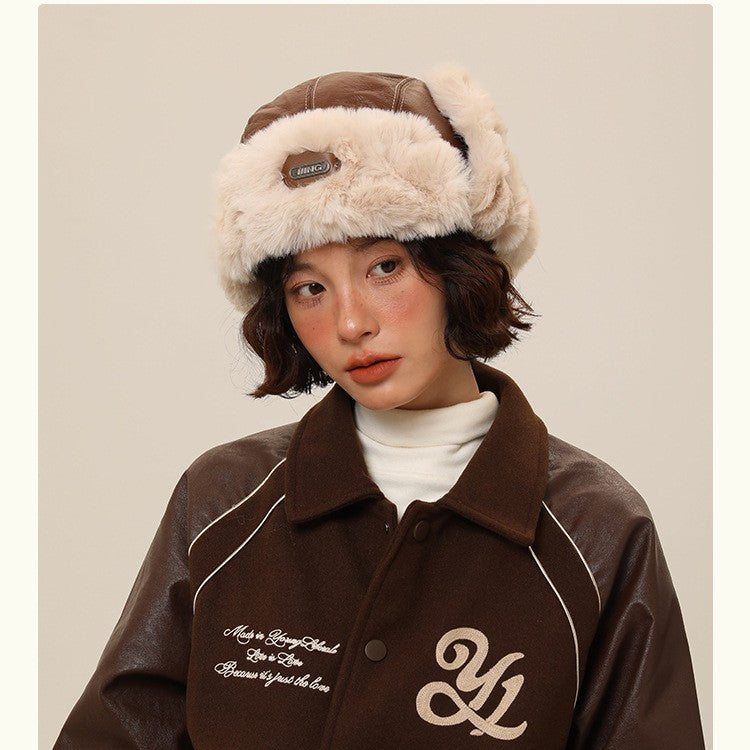 Autumn And Winter Men's And Women's Warm Vintage Leather Pilot Hat