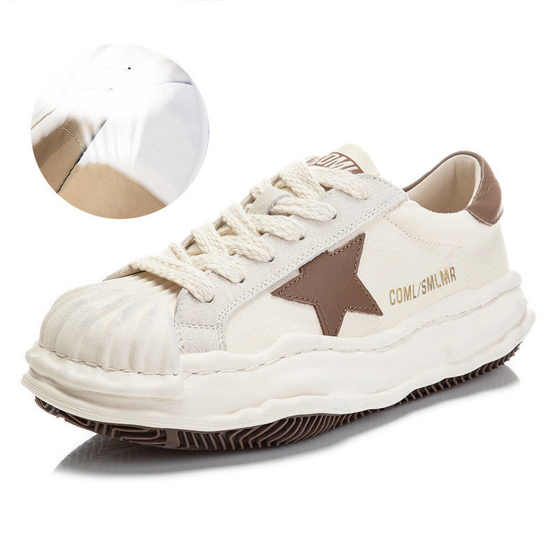 Women's Thick Sole Shoes Leather Shell Toe Dissolve