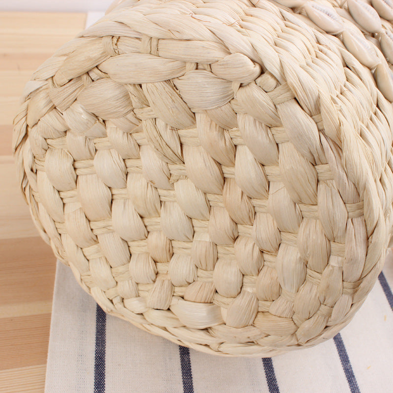 Women's Fashion Casual Natural Shell Bucket Woven Bag