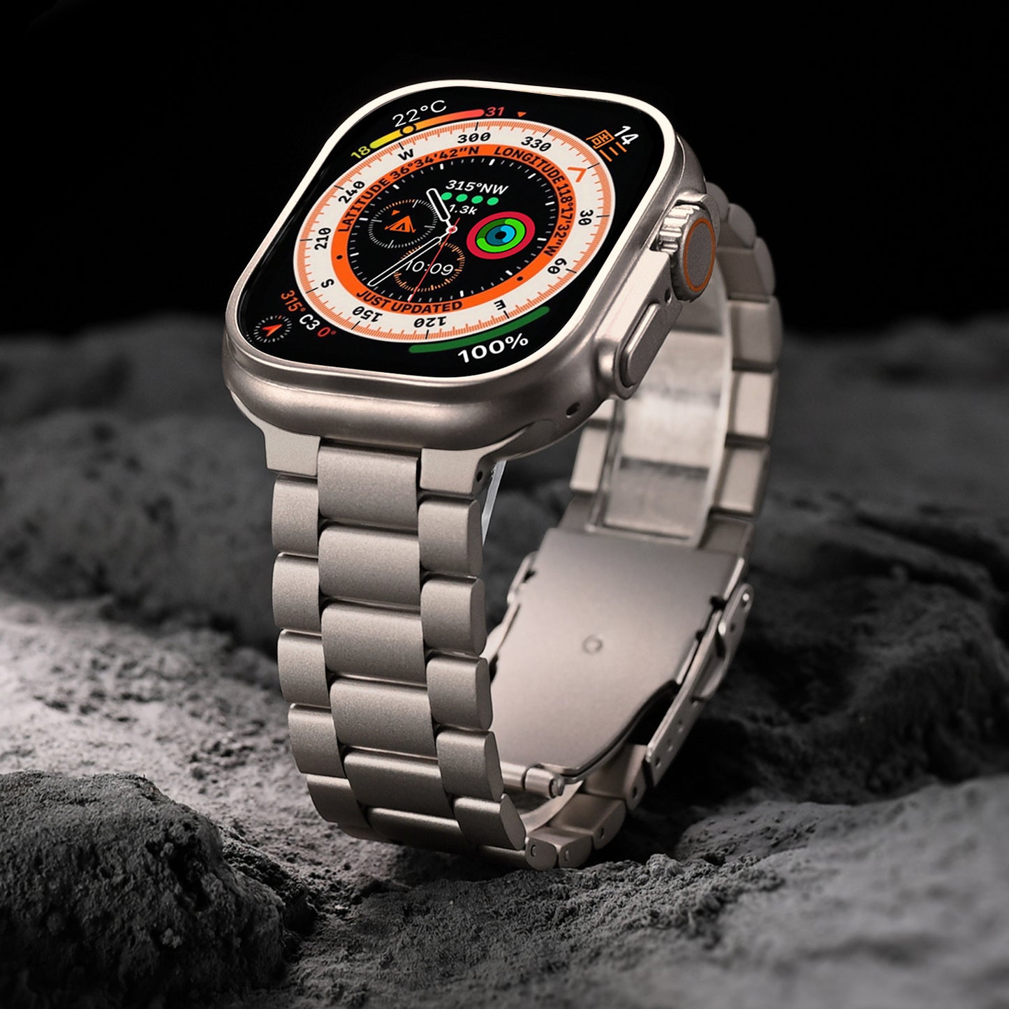Suitable For Agpple Watch S10 Titanium Alloy Three-bead Strap