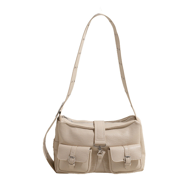 Large Capacity Locomotive Style Multi-pocket Shoulder Bag