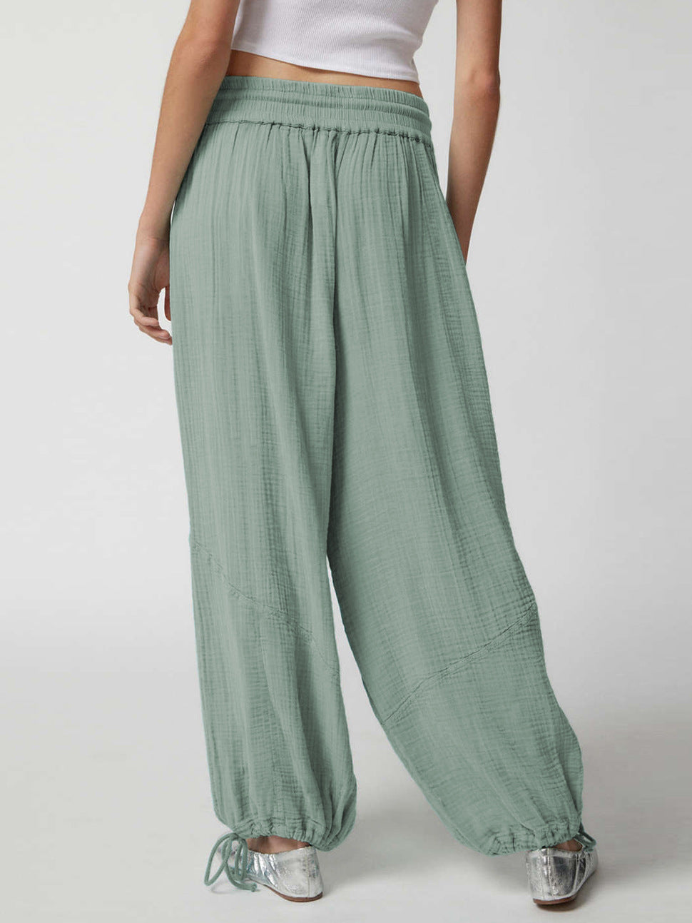 Loose Wide Leg Pants Women Drawstring Leggings Trousers