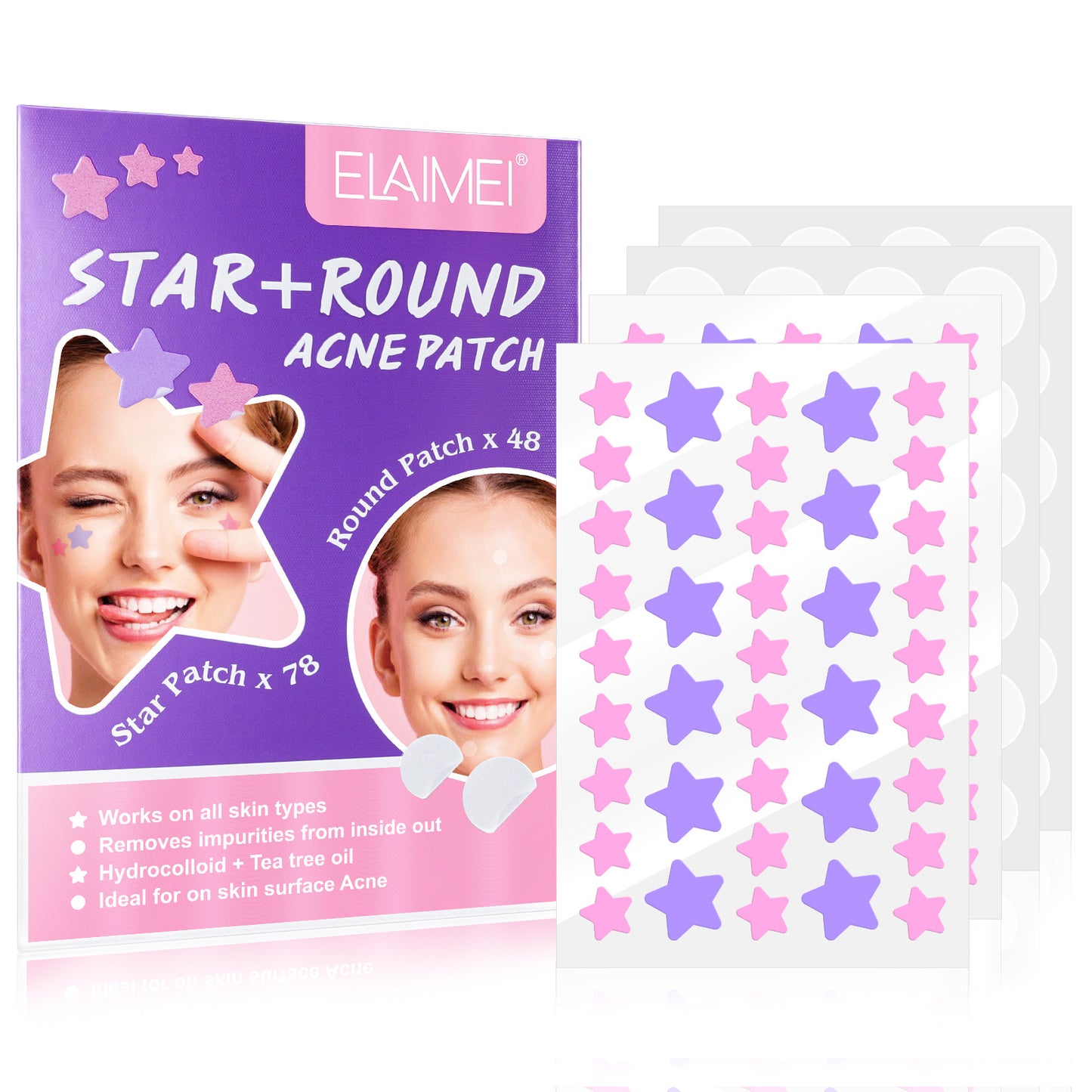 Peach Heart Color Multi-shape Acne Patch