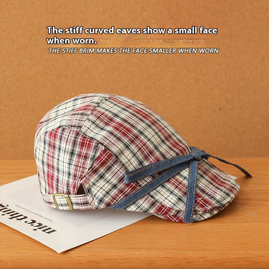 Bow Plaid Advance Hats Girls Japanese-style Retro