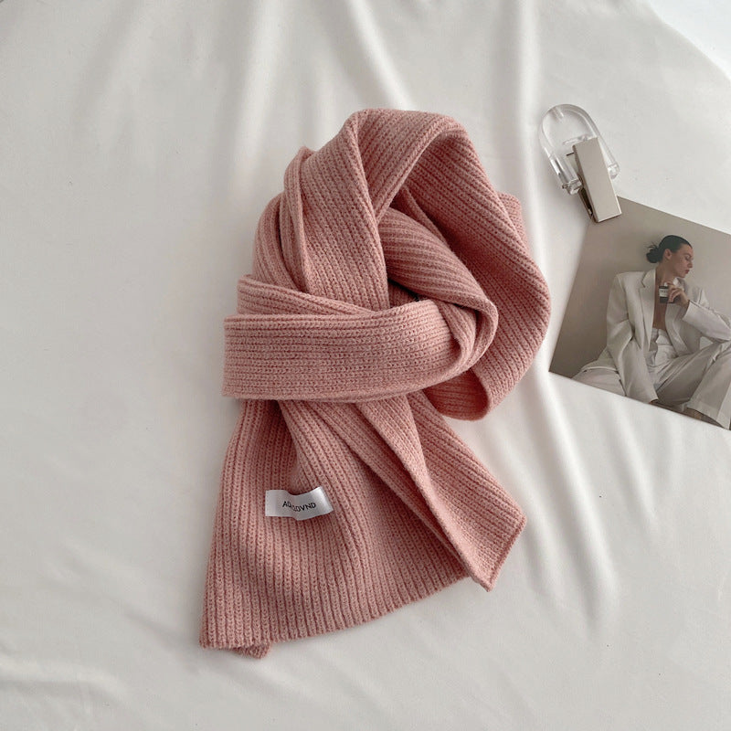 Women's Monochrome Thick Wool Knitted Scarf