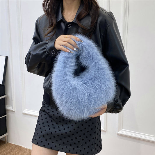 Womens Versatile Simple Plush Tote Bag