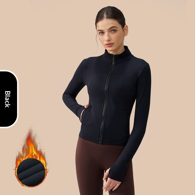 Thickened Thin Fleece Autumn And Winter Fingerless Yoga Top