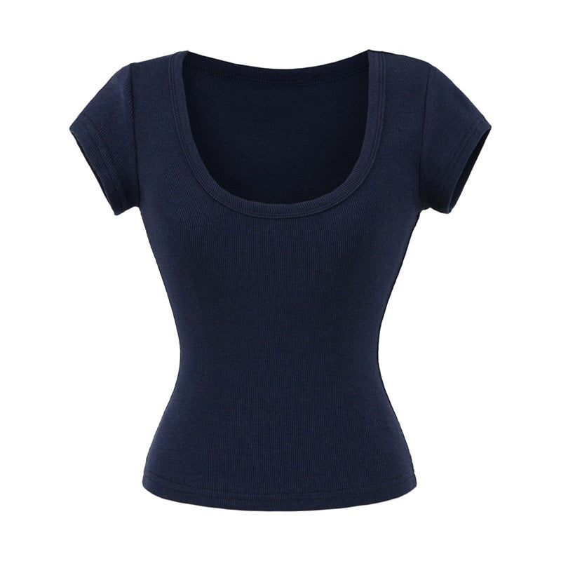 U-neck Short Sleeve Shoulder T
