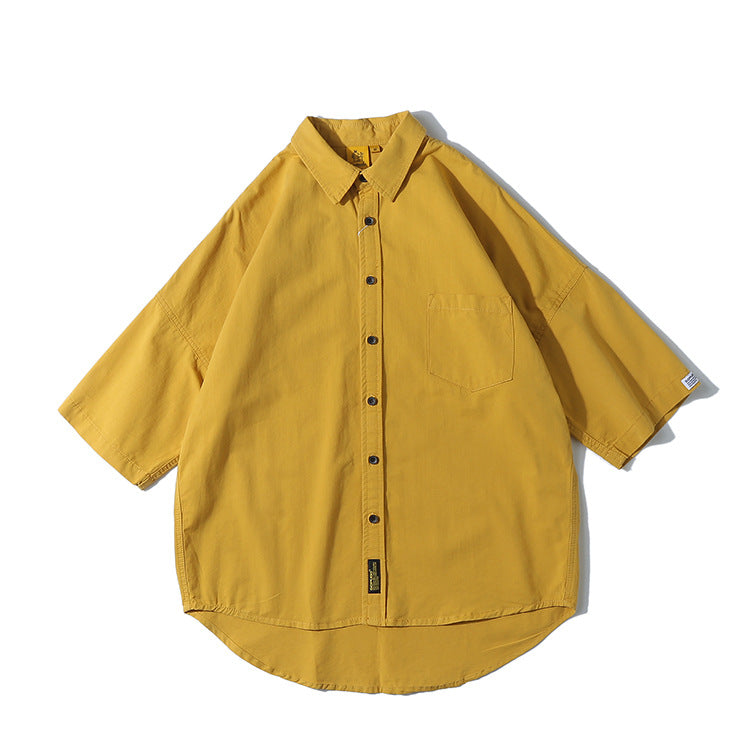 Summer Pure Color Japanese Shirt For Men