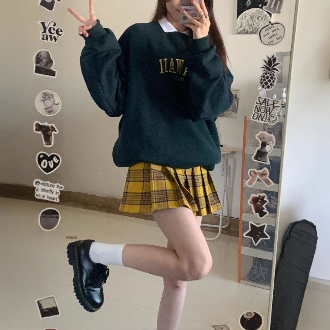 Yellow Plaid Short Skirt Plus Size Slim Skirt