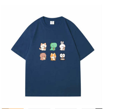 Boba Love Friend Loose Round Neck Print T-shirt