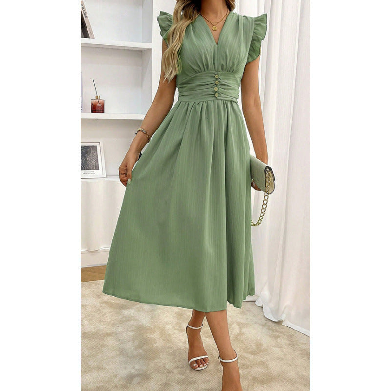 Elegant Waist-cinching French-style Dress For Women