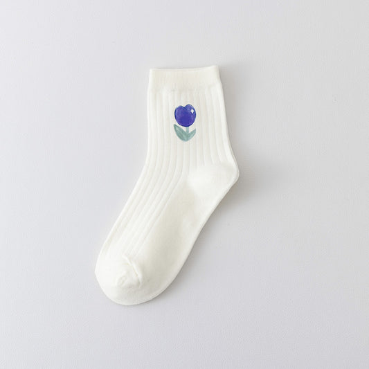 Japanese Sweet Small Flower Tulip Cotton Socks