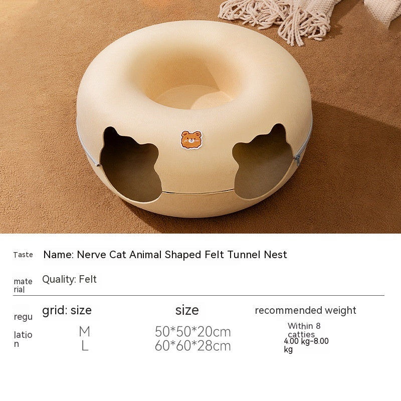 Animal-shaped Felt Zipper Cat Nest