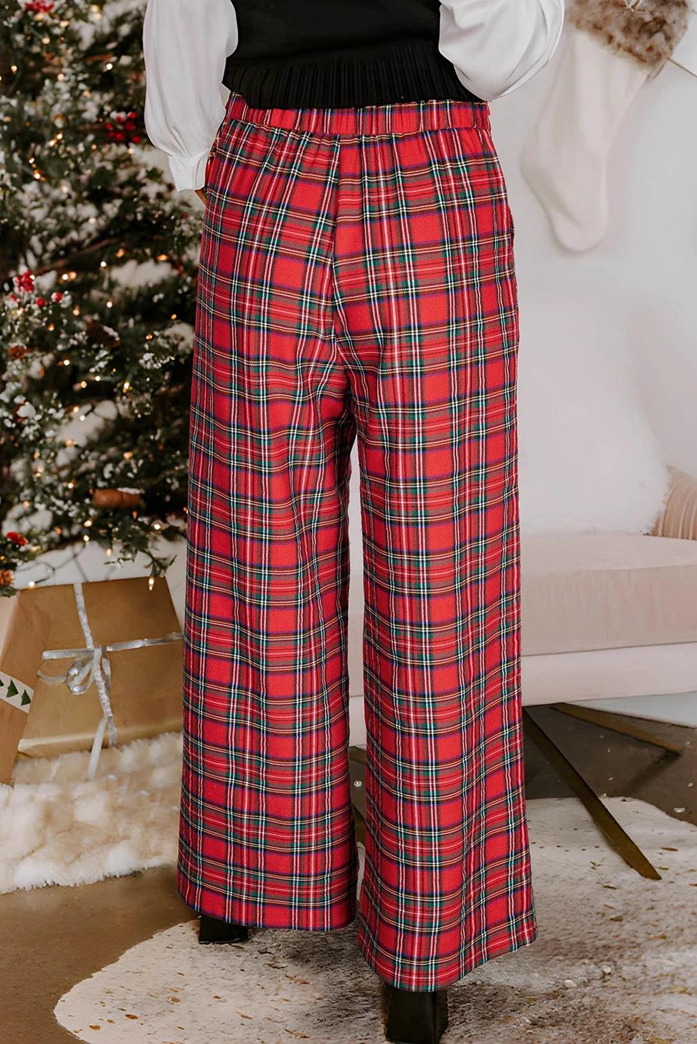 Women's Fashion Casual Lattice Loose Pants