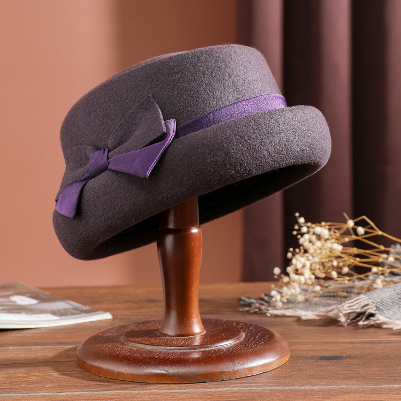 Women's Warm Woolen Felt Cloth Top Hat