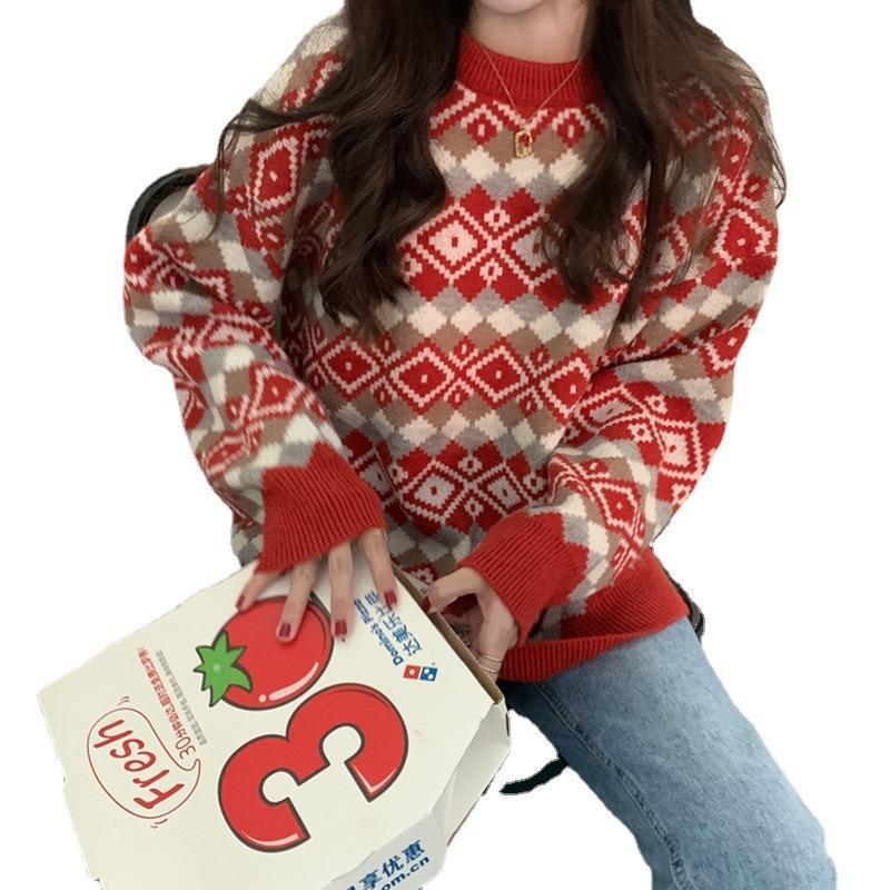 New Retro Loose And Lazy Style Outerwear Pullover Sweater