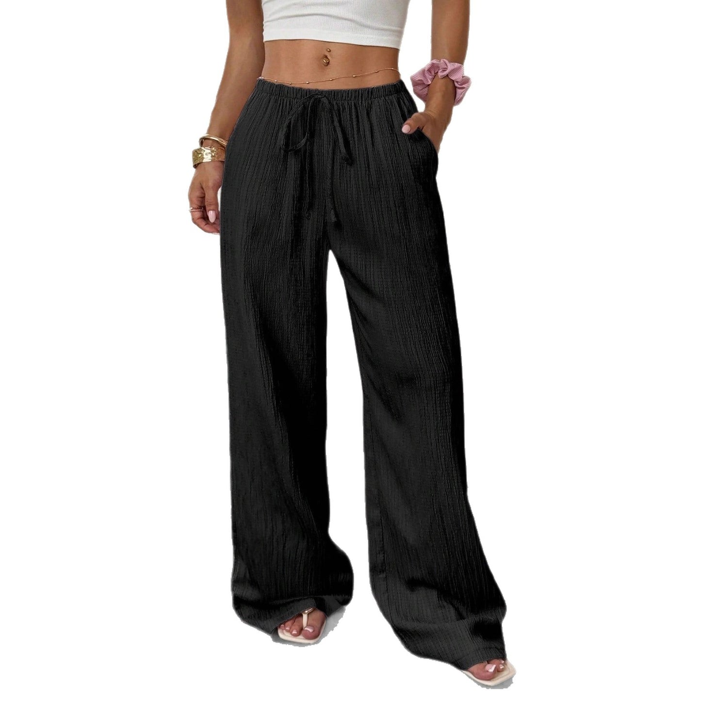 Lace-up Waist Trimming Fashion Casual Women's Trousers