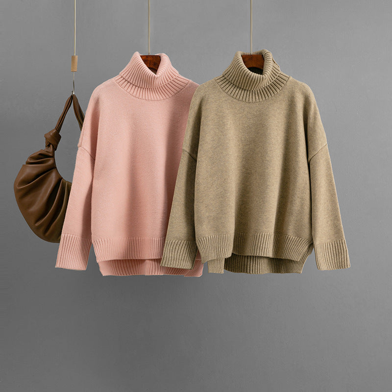 Arrival Casual Loose All-Match Solid-Color Turtleneck Sweater