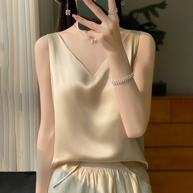 Sling Vest Inner Match Satin Silky Base Loose Sleeveless Top