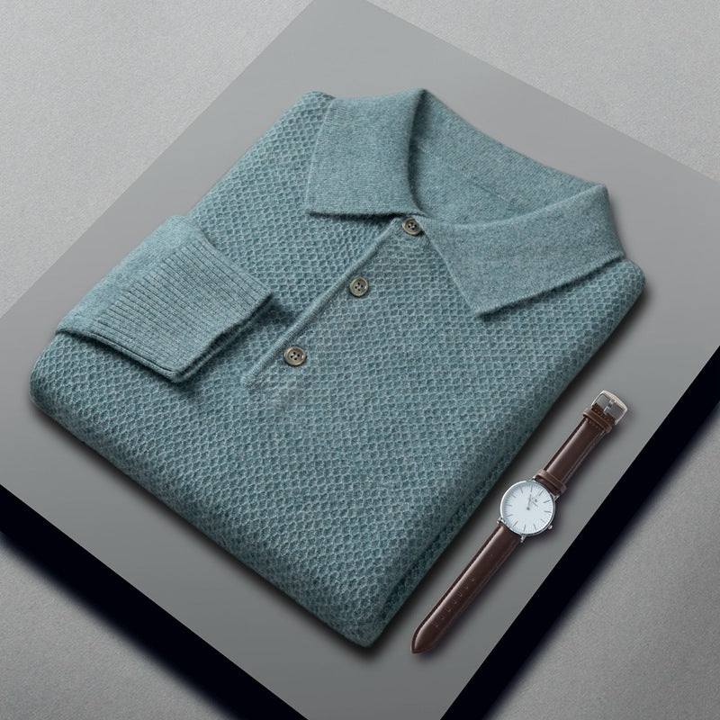Polo Collar Men's Cashmere Shirt Collar Knitting