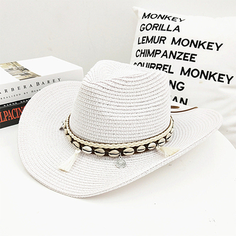 New Shell Fringed Ethnic Woven Sun Hat