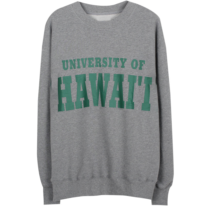 Autumn New American Retro Grey Letter Print Small Round Neck Sweater