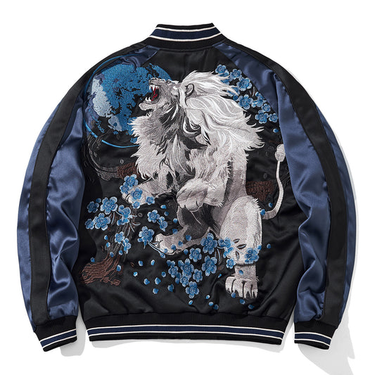 Mens Loose Fit Polyester Embroidered Chinese Style Jacket