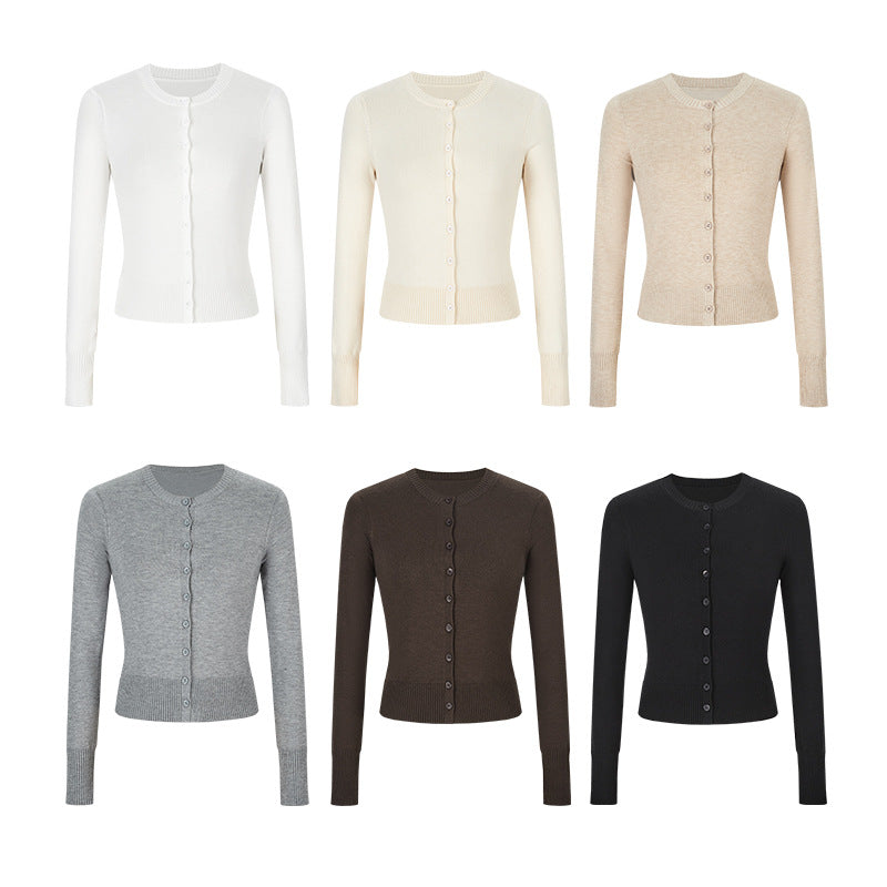 Women's Autumn Hot Girl Short Thin Coat Long-sleeved Sweater