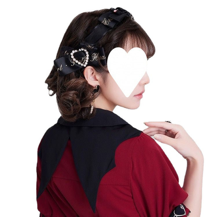 Send Bow Blood-sucking Ji Japanese Style Lace Hollow Bat Collar Short Sleeve Long Sleeve Shirt Two-color
