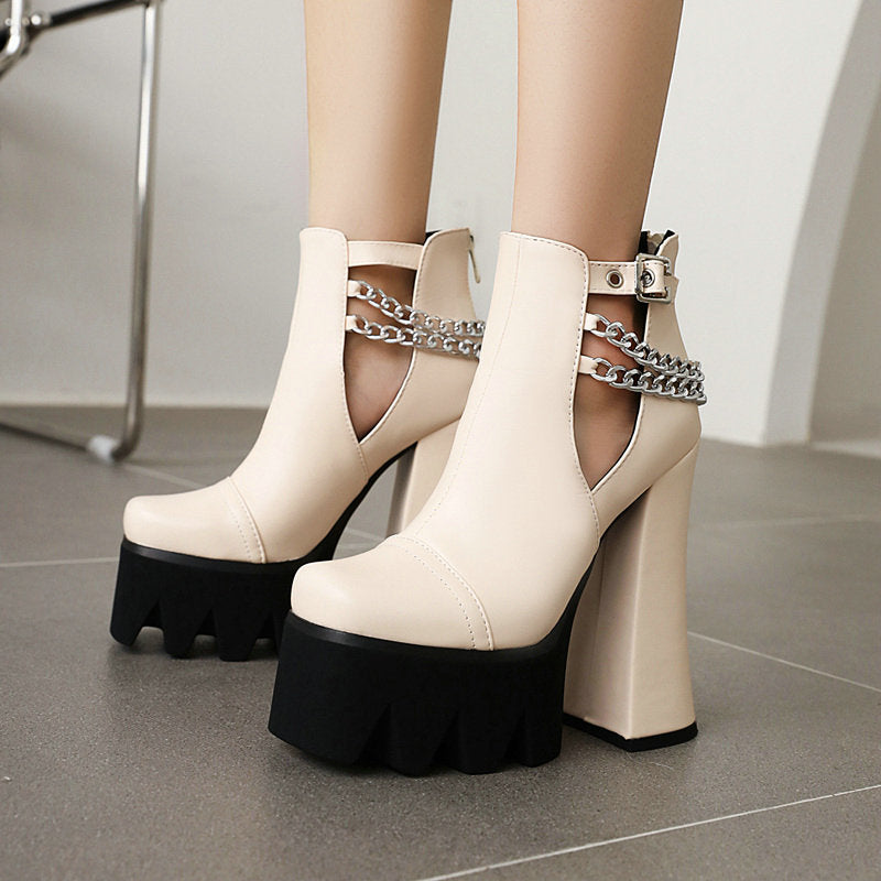 Women's Super High Heel Sandals Chunky Fish Mouth Shoes