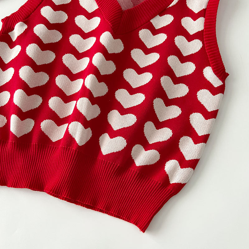 Women's Love Knitted V Neck Vest